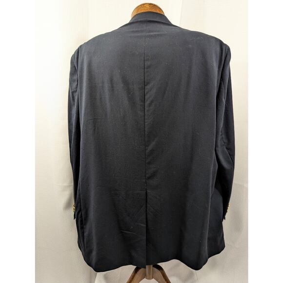 AUSTIN REED! DEEPEST NAVY BLUE WOOL, GOLD BUTTON SPORT COAT, CLUB JACKET! SZ 54R - Picture 6 of 9